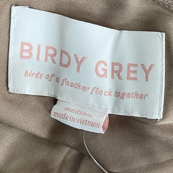 NWT Birdy Grey Dress SHAMIN DRESS CREPE TAUPE Medium Formal Gown Bridesmaid - Picture 5 of 7